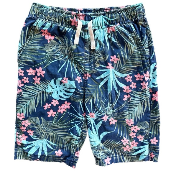 Children’s Place Boys Navy Blue Tropical Print Cotton Shorts Size 16 - Picture 1 of 4